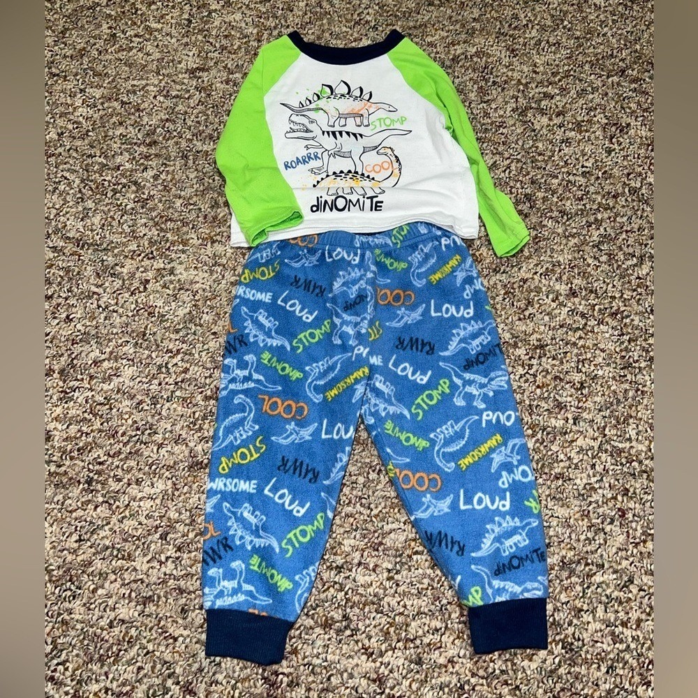 Boys 18 month outfit, pajamas, pjs‎ Kids Pajamas - Green and Blue 18 months